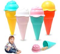 Ice Cream Play Set, 4PCS/Set Beach Toys, Random Color Safe Cute Plastic Ice Cream Sand Toys, Reusable Fun Molds for Kids Gifts