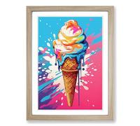 Ice Cream Pop Framed Print | A2 Oak Framed Wall Art | Ready to Hang | Modern Landscape Picture | Living Room Bedroom Lounge Office