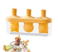 Ice Cream Pop Molds - Silicone 3-Cavity Cat Shape Ice Mold with Sticks - Reusable Chocolate Moulds for Cream Desserts Yogurt Cake Food Fruit Parties
