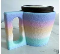 Ice Cream Pot Pint Holder with Spoon Slot Easy Grip Reusable Cozy Rainbow (Rainbow Pastel)