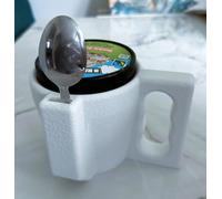 Ice Cream Pot Pint Holder with Spoon Slot Easy Grip Reusable Cozy Rainbow (White)