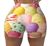 Ice Cream Print Breathable Elastic Women's Workout Short Soft Summer Athletic Shorts Leisure Time