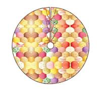 Ice Cream Print Christmas Tree Skirt Xmas Mat New Year Holiday Party Farmhouse Garden Home Decor