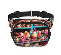 Ice Cream print Fanny Pack Purse with Adjustable Strap Square Double Layer Waist Bag Belt Unisex Everywhere