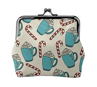 Ice Cream Print Small Coin Purse Kiss-Lock Leather Pouch Change Wallet Gifts for Men Women