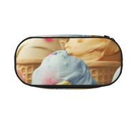 Ice Cream Printed Oxford Fabric Pencil Case with Spacious Design for School, Office, Travel - Multi-Use Stationery & Makeup Pouch