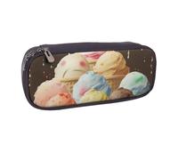 Ice Cream Printed Pu Leather Pencil Case Box Flip Pen Bag and Makeup Cosmetic Holder for Girls Boys School Students