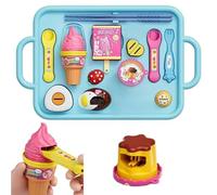 Ice-cream Pudding Set, Food Pudding Feeding Children's House Play Toy, Pretend Play Food Kitchen Accessories, Novelty Early Education Strawberry Puddings Toy, Early Education Play-House Toy (Blue)