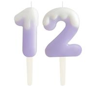 Ice Cream Purple 12th Birthday Candles, Cream Numbers 12 Birthday Party Decoration, Birthday Cake Topper, Happy 12th Birthday Cake Candles for Birthday Party Wedding Anniversary Celebration Supplies