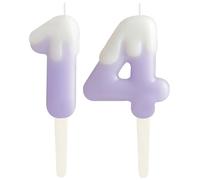Ice Cream Purple 14th Birthday Candles, Cream Numbers 14 Birthday Party Decoration, Birthday Cake Topper, Happy 14th Birthday Cake Candles for Birthday Party Wedding Anniversary Celebration Supplies