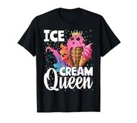 Ice Cream Queen Cute Summer Squad Sparkle Birthday Girl T-Shirt