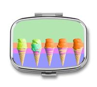 Ice Cream Rainbow Gradient Pill Case Travel Portable Pocket Pill Box 2 Compartment Medicine Case Large Capacity Daily Pill Cases Vitamin Organizer Medicine Organizer Small Pill Box