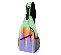 Ice Cream Rainbow Gradient Sling Bag Chest Bag Daypack Shoulder Backpack Travel Shoulder Pack Hiking Chest for Women Men