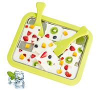 Ice Cream Roll Maker 3Pcs/Set Small Rolled Ice Cream Maker Stainless Steel Instant Ice Cream Roller Plate Thicken Ice Roll Plate with 2 Spatula for Gelato Sorbet Frozen Yogurt