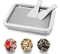 Ice Cream Roll Maker Fun DIY Instant Rolled Icecream Plate with 2 Spatulas for Kids Family Yogurt Sorbet Gelato