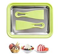 Ice Cream Roll Maker, Ice Rolls Plate with 2 Spatulas Ices Cream Roller Maker Pan DIY Ices Creams Roller Pan Yogurt Roll Machine Home Dessert Making Tools for Sorbet, Yogurt, Gelato (Green)