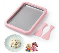Ice Cream Roll Maker - Instant Rolled Ice Cream Maker Pan with 2 Scrapers & Plate Homemade DIY Ice-Cream Pan 26x21cm for Kids & Adults for DIY Cream-Frozen Yogurt Gelato Sorbet at Home (Pink)