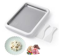 Ice Cream Roll Maker - Instant Rolled Ice Cream Maker Pan with 2 Scrapers & Plate Homemade DIY Ice-Cream Pan 26x21cm for Kids & Adults for DIY Cream-Frozen Yogurt Gelato Sorbet at Home (White)