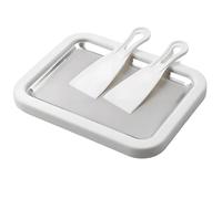 Ice Cream Roll Maker, Stainless Stee Homemade DIY Ice Cream Roller Pan with 2 Scrapers, Make Easy Ice Cream Rolls for Cream Frozen Yogurt Gelato Sorbet at Home for Kids & Adults (White)