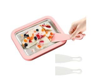 Ice Cream Roll Maker With 2 Scrapers, Instant DIYs Ice Cream Roller Pan, Homemade Ices Creams Rolls Machine Tray, Kids Make Easy Rolls Cold Sweet Freezing Food Plate For Party At Home