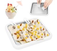 Ice Cream Roll Maker with 2 Scrapers Stainless Steel Rolled Ice Cream Tray DIY Frozen Yogurt Machine for Making Soft Serve Slushies and Gelato DIY Homemade Frozen Yogurt Machine (22.5x17.5x3.5cm)