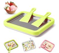 Ice Cream Roll Master Maker Kit, DIY ice cream Roll Maker with 2 Scrapers, Homemade Rolled Cream Frozen Yogurt Gelato Sorbet, Make Your Own Homemade Rolled Ice Cream for Kids/Adults (Green)
