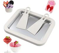 Ice Cream Roll Master Maker Kit Freezable Red Pan with 2 Spatulas DIY Instant Rolling Gelato N Frozen Yogurt Iced Mix Tray for Kids & Adults Make Your Own Homemade Rolled Ice Cream