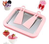 Ice Cream Roll Master Maker Kit Freezable Red Pan with 2 Spatulas Instant Rolling Gelato N Frozen Yogurt Iced Mix Tray for Kids & Adults Make Your Own Homemade Rolled Ice Cream