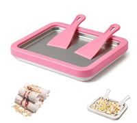 Ice Cream Roller Maker Pan, Includes 2 Spatulas, Instant DIY Ice Cream Roller Pan,Make Easy Ice Cream Rolls for Homemade Rolled Cream Frozen Yogurt Gelato Sorbet at Home (Pink)