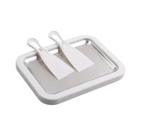 Ice Cream Rolling Kit - Durable Stainless Steel Tray, 2 Scrapers Included, Portable Kitchen Accessories, Dessert Prep Kit | Ideal Set for Christmas, Birthday, Party