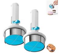Ice Cream Sandwich Maker Tool Set, Round Cookie Cutter with Handle, Stainless Steel, 2-Pack, Blue and White,for Creative Ice-Cream Burger Making for Kitchen, Dessert Shop (2PCS)