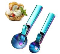 Ice Cream Scoop, 2Pcs Stainless Steel Rainbow Cookie Scoop with Trigger Melon Baller Scooper Cones, Specialty Tools and Gadgets, Ice Cream Spoon Food Scoop for Frozen Yogurt Sundaes Fruit Cookie