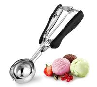 Ice Cream Scoop 3 tbsp, TJ POP Stainless Steel Cookie Scoop 50mm with Easy Trigger Good Grips for Mashed Potato, Meatballs, Melon Balls and Cookie