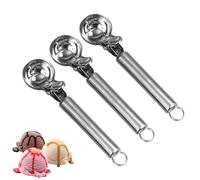 Ice Cream Scoop, 3PCS 304 Stainless Steel Watermelon Scooper with 1-Press Release & Ergonomic Grip for Fruit Cookies Yogurt