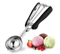 Ice Cream Scoop 4 Tbsp 6cm, TJ POP Large Stainless Steel Cookie Scoop with Easy Trigger Release Good Grips for Mashed Potato, Meatballs, Mellon Balls and Cookie