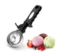 Ice Cream Scoop 6,5cm - TJ POP Stainless Steel Large Cookie Scoop with Thumb Trigger, Comfortable Non-Slip Grip for Ice Cream, Cookie Dough, Melon Balls and Meatballs (72 ml / 4.9 Tbsp)