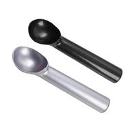 Ice Cream Scoop,7 inch Nonstick Anti-Freeze Aluminum Scooper Spoon Durable for Gelato, Cookie Dough, Sorbet, Almond(2pcs 1black 1silver)