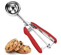 Ice Cream Scoop, Cookie Scoop, 3 Tbsp/ 45 ml/ 1.5 oz Cookie Scoops for Baking, 18/8 Stainless Steel Cookie Scooper for Baking, Ice Cream Scooper with Trigger Release, Cookie Dough Scoop (Red)