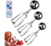 Ice Cream Scoop, Cookie Scoops for Baking,Polished Stainless Steel Ice Cream Scoop, 3pcs Different Sizes Ice Cream Spoon, Melon Balls, Biscuit Dough Baking Supplies