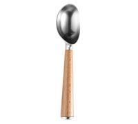 Ice Cream Scoop Heavy Duty with Wooden Handle Stainless Steel | Head, Non-slip Grip, Multi-purpose Serving Tool for Yogurt, Melons, Baking Prep