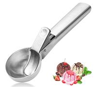 Ice Cream Scoop,Portable Stainless Steel Ice Cream Scoop with Trigger and Comfortable Handle,Icecream Scoop Spoon Perfect for DIY Ice Cream,Fruit,Cookie (1p-silver)