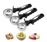 Ice Cream Scoop Set, Large Cookie Scoop Set 3 PCS for Baking, 5,5cm / 6,5cm / 7cm Sizes with Thumb Trigger, Portion Control for Cookie Dough, Ice Cream, Cupcake, Muffin