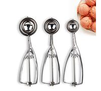 Ice Cream Scoop Set with 3Pcak, 36L Stainless Steel Trigger Small Cookie Scoop Set Medium Large Cookie Scoops Set of 3 for Baking Cupcake Scoop Ice Cream Scooper