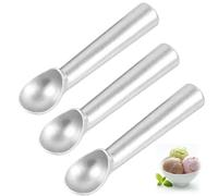 Ice Cream Scoop, Stainless Steel Cookie Scoop with Trigger, Set of Three Aluminium Alloy Scoops for Baking and Dessert Making, Ideal for Portion Control and Kitchen Use, Silver Finish Design