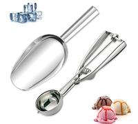 Ice Cream Scoop with Stainless Steel Cookie Scoops with Easy Trigger, Sweet Shovel, Metal Mini Food Scoop for Freezer for Meatballs Mellon Balls Mashed Potatoes and Muffins