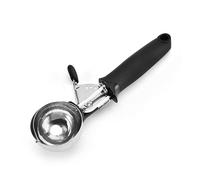 Ice Cream Scoop with Trigger - Stainless Steel Scooper for Easy Serving - Ergonomic Handle, Non-Stick Design -Ideal for Ice Cream, Cookie Dough, Melon (black)