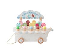 Ice cream set for children: wooden trolley 35 cm, play đe simulation, counter d´e toys imaginative, fun uego d文e roles | Simple supermarket, restaurant, kitchen, groceries, pic