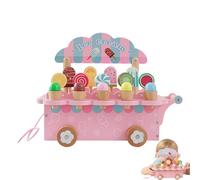 Ice Cream Set for Kids - Imagination Game with Wooden Trolley Fun and Imaginative - Ice Cream Shop - For Birthday, Kids, Girls Ages 3 to 6, Kitchen, Groceries, Party, Picnic,