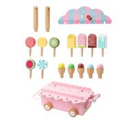 Ice Cream Shop Toy, Wooden Pretend Cart, Toy with Interactive Feature, Game Set with Authentic Build, Kids Playset with Creative Style, Party Gear for Kitchen and Supermarket