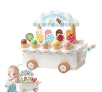 Ice Cream Shop Wooden Trolley for Symbolic and Imaginative Play